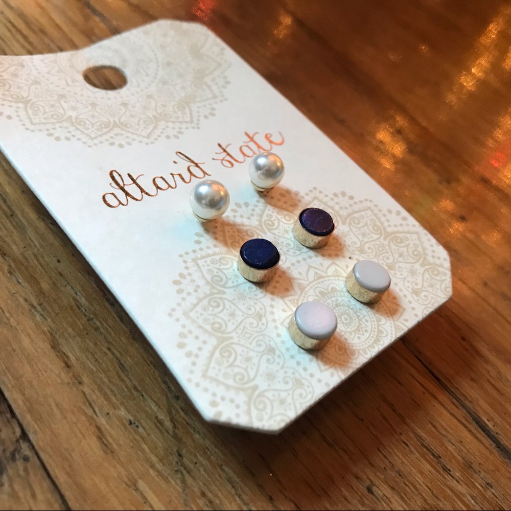 Three pairs Altar’d State earrings. Gold